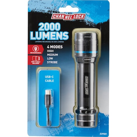 Channellock 2000 Lm. LED Rechargeable Flashlight 539581
