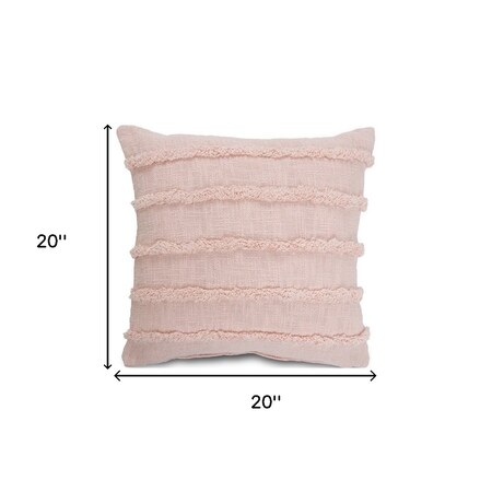 Homeroots Set of Two Pink Ribbed Cotton Throw Pillows With Fringe, 2PK 554612