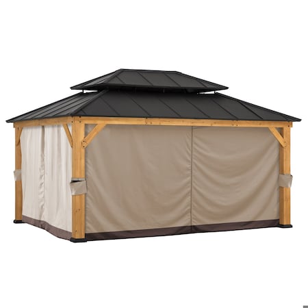 Sunjoy Replacement Privacy Curtain for Outdoor 12 ft. x 16 ft. Hard Top Gazebo - Brown A111308900