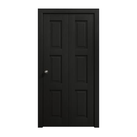 Sartodoors Sliding Closet Bi-fold Doors 64 x 96 inches, Ego 5010 Painted Black Oak, Sturdy Tracks Moldings Tr EGO5010BF-CHK-64x96 (2* 32x96)
