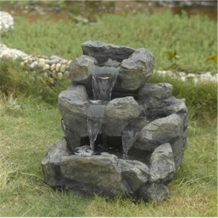 First Floor Designs Rock Creek Cascading Outdoor-Indoor Fountain with Illumination FI333909