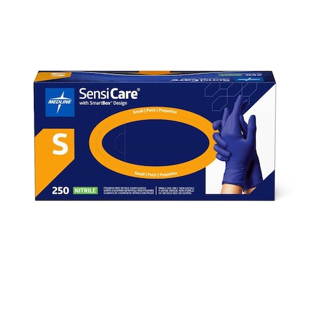 Medline SensiCare Nitrile Exam Gloves with SmartBox Design, Powder-Free, Size S, 250PK MDSXB7584H