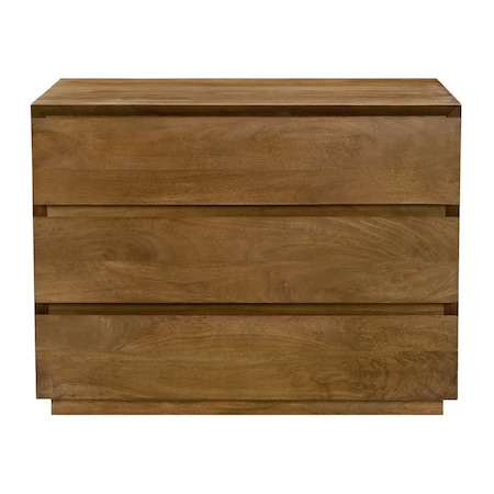 Homeroots 24" Tan Solid Wood Distressed Three Drawer Nightstand 612089