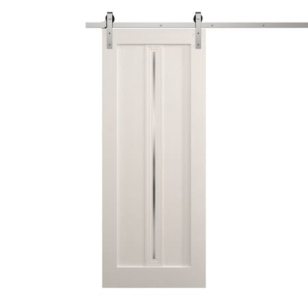 Sartodoors Modern Barn Door 36 x 84 inches, Ego 5014 Painted White Oak, 6.6FT Silver Rail Track Heavy Hardwar EGO5014BD-S-PWO-3684