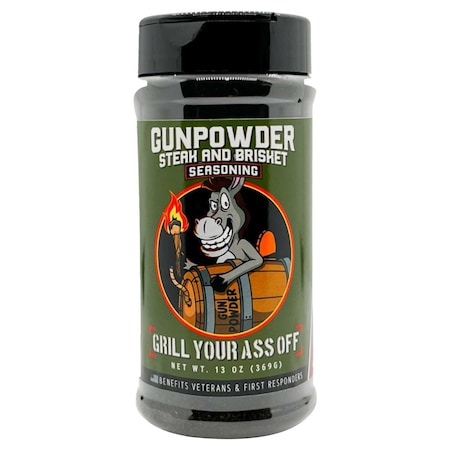 Grill Your Ass Off Gunpowder Steak and Brisket BBQ Seasoning 13 oz GUN