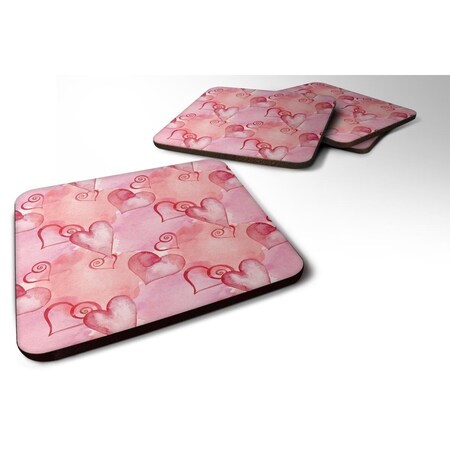 Carolines Treasures Watercolor Red Hearts Foam Coaster, Set of 4 BB7565FC