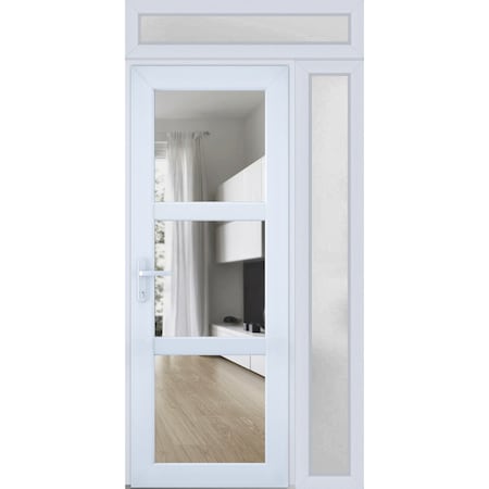Vdomdoors Front Exterior Prehung FiberGlass Door Clear Glass See-through / Manux 8555 White Silk Clear Glass MANUX8555EXD-WS-W36 x H80-LH