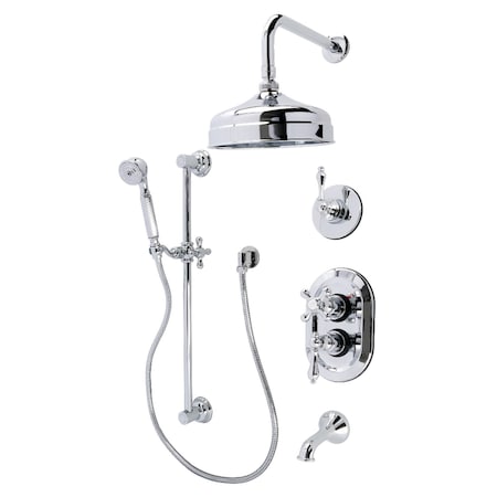 Kingston Brass Thermostatic Tub and Shower System, Polished Chrome KSK36310AL