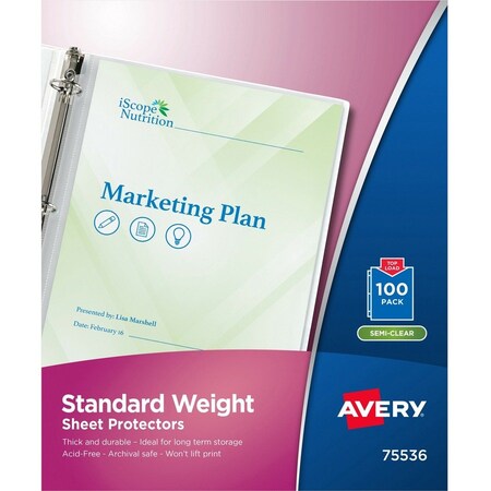 Avery Dennison Clear, Sheet Protector, 100PK 75536