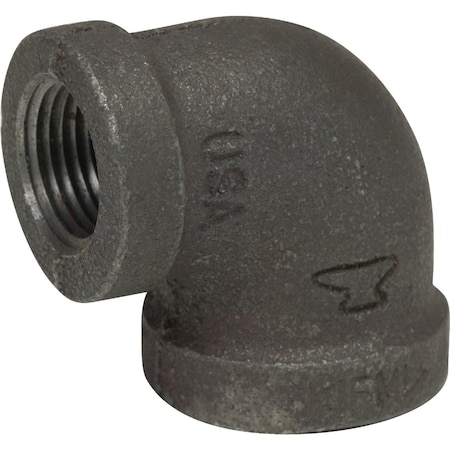 Anvil 1'' x 3/4'' 90 Deg. Reducing Malleable Black Iron Elbow, 1/4 Bend 8700124707