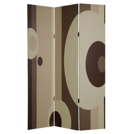 Homeroots 72" Brown Canvas Folding Three Panel Screen Room Divider 274749