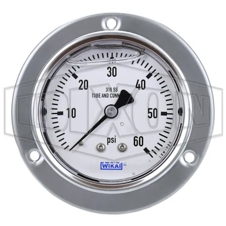 Dixon Panel Builder Gauge, 0 to 100 psi, 1/4 in Connection, 2-1/2 in Dial, +/- 2-1-2 %, Glycerin Liquid Fi PBLSS60