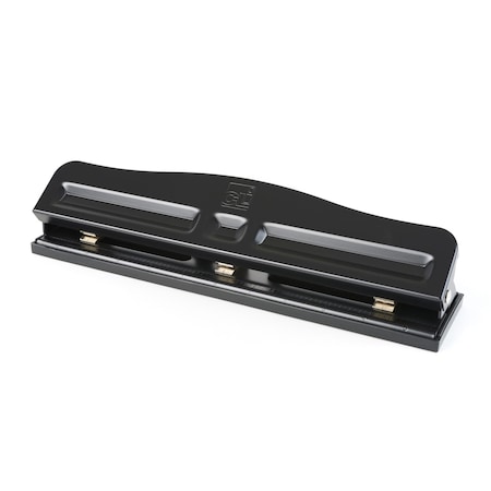 Charles Leonard 3-Hole Paper Punch, Adjustable Holes, 12 Sheet Capacity, Black 033