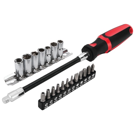 Performance Tool 20 pc. Multi-Purpose Flexible Driver Set with Flexible Shaft, Power Bits W1744