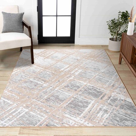 Jonathan Y Slant Modern Abstract Beige/Gray 3 ft. x 5 ft. Area Rug SOR201C-3