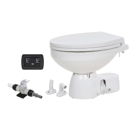 Jabsco Quiet Flush E2 Fresh Water Toilet Regular Bowl - 24V &ndash; Soft Close Lid 38045-4194RSP