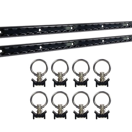 Mytee Products 8 ft L-Track Powder Coated (2) & Stud w/ Powder coated Ring (8) Tie Down System, 8PK LTK8-BLKx2-LTKS-BLKx8