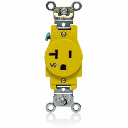 Leviton StrghtBladeRcptcl, 20A, 125VAC, Ylw, Nylon W5361-Y