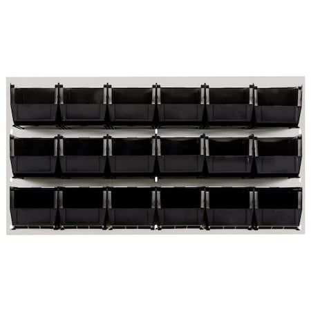 Quantum Storage Systems 36X19 HC LOUVERED PANEL W/18 BINS BLACK QLP-3619HC-230-18BK