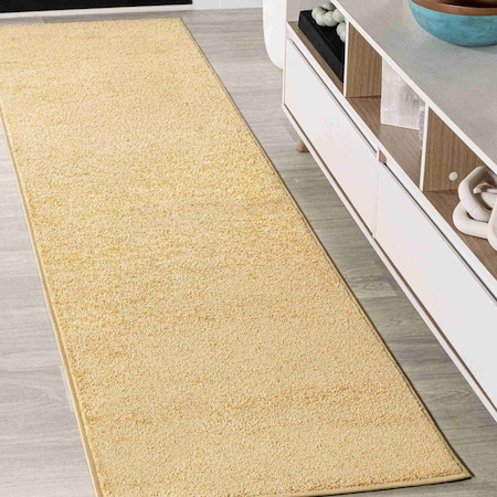 Jonathan Y Haze Solid Low-Pile Mustard 2 ft. x 16 ft. Runner Rug SEU100B-216