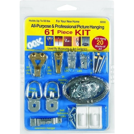 Ook Picture Hanging Kit, 10 to 30 lb, Steel, Zinc 50900