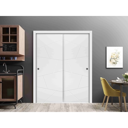Sartodoors Sliding Closet Bypass Doors Planum 0990 White 60x96 (2* 30x96) Solid Core Modern Interior PLANUM0990DBD-BEM-6096