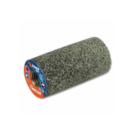 Weiler Tiger Grinding Plug, 1-1/2 in dia x 3 in Thick x 5/8 in-11 Arbor, 20 Grit, Zirconia Alumina, 12PK 804-68322