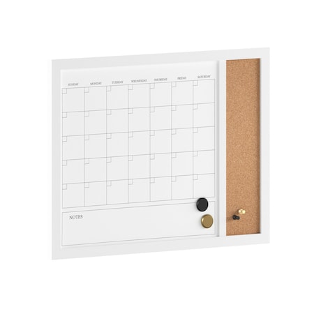 Martha Stewart Everette 24in.x18in. Magnetic Dry Erase Calendar and Crk Board Combo w/Mrkr, Mgnts, and Psh Pns, Wht BR-PM-COM-MW4C1-4561-WT-MS