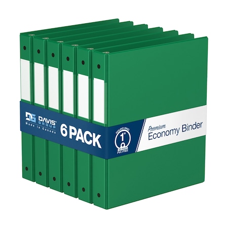 Davis Group Premium Economy, Round Ring, Binder, (Green, 1"), PK6 2311-04-06