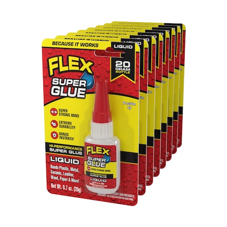 Flex Seal Super Glue, Clear, 0.7 oz. (20g), 8 PK SGLIQB20