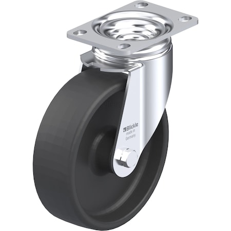 Blickle Swivel Plate Caster, Glss Nyln, 5", 330 lb., Overall Height: 6-1/8" LI-POHI 125G-12-XAT