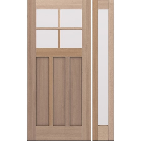 Doornmore CRF-P3G4, 51.5" x 82" ( 36" Door + 12" Side) Right Hand, Mahogany SDL 4 Lite Exterior Door CRF-P3G4-SW-3680-G101-SL_1-1_RI