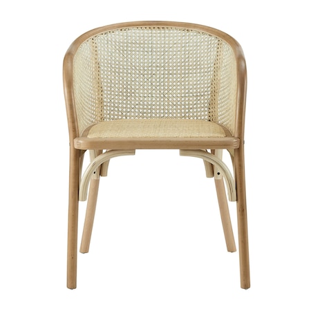 Homeroots Natural Rattan Curved Back Dining Arm Chair 653941