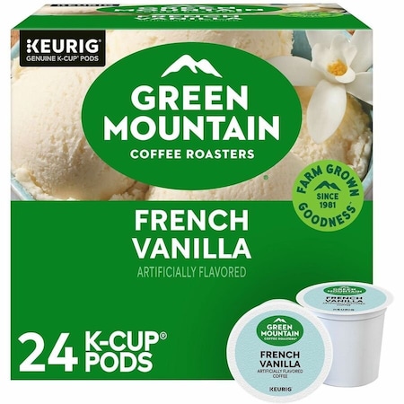 Green Mountain Coffee Coffee, French Vanilla, Pod, Caffeinated, Ground, 7.92 oz, 24 PK 6732