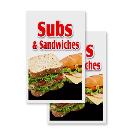 Signmission Subs & Sandwiches, Vinyl Decals Only 24 Inch x 36 Inch, Vinyl Decal, 2PK DSB-2436-2PACK-Subs & Sandwiches