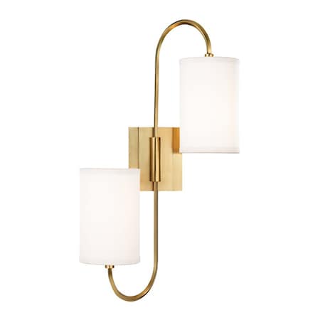 Hudson Valley Lighting Junius 2 Light Wall Sconce 11.75 In. Aged Brass 9100-AGB