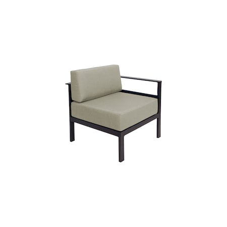 Bfm Seating Belmar Left Arm Sofa Section with Sunbrella cushions, Sand Black Frame PH6101BL-L-14106