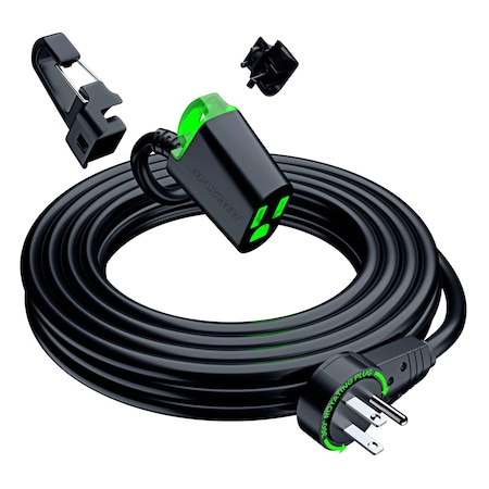 Maximm 25ft 16AWG 360 degrees Flat Plug Extension Cord w/ LED & Hook, UL, Black ADW-360-S225-BH