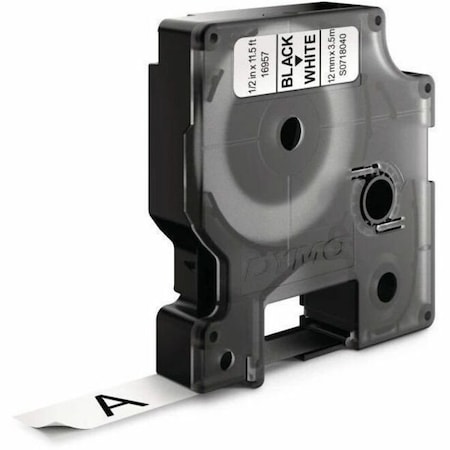 Dymo D1 TAPE, BLACK PRINT/ WHITE FABRIC, 1/2IN X 11 1/2FT S0718040