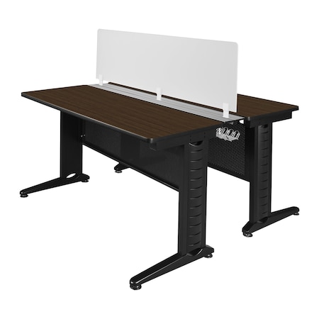 Regency Fusion 2 Person Bench Workstation W/ Privacy Panel, 48 in W X Wood, Metal, Neo Walnut MFBPD4858NW
