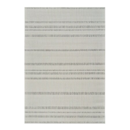 Homeroots 6' X 9' Cream and Beige Striped Distressed Indoor Outdoor Area Rug 558804