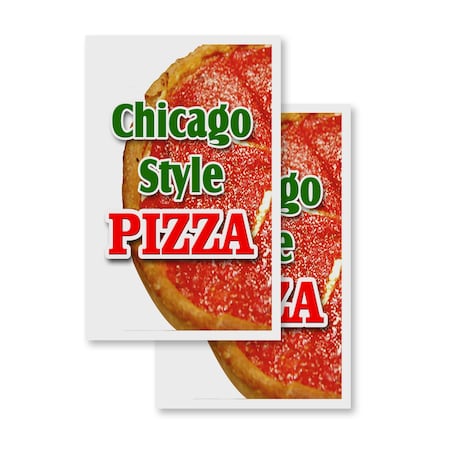 Signmission Chicago Style Pizza, Vinyl Decals Only 24 Inch x 36 Inch, Vinyl Decal, 2PK DSB-2436-2PACK-Chicago Style Pizza