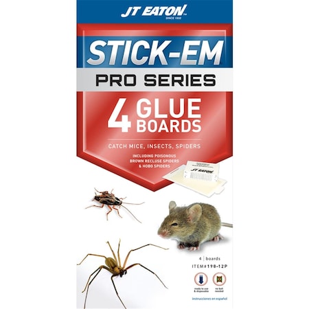 Jt Eaton StickEm Pro Series Small Glue Animal Trap for Mice Insects & Spiders, 12PK 7567258