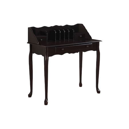 Homeroots 36" Dark Brown Solid Wood Computer Desk With Three Drawers 333027