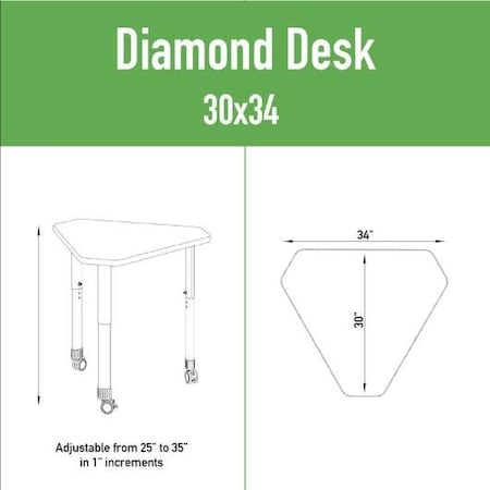 Correll Diamond 34 in W, 30 in L, 25 in to 35 in H, Particleboard, Gray Granite AD3034TF-DIA-15-13-35