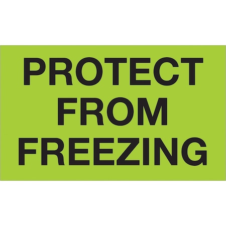 Tape Logic Climate Labels, "Protect From Freezing", 3" x 5", Fluorescent Green, 500/Roll DL1329