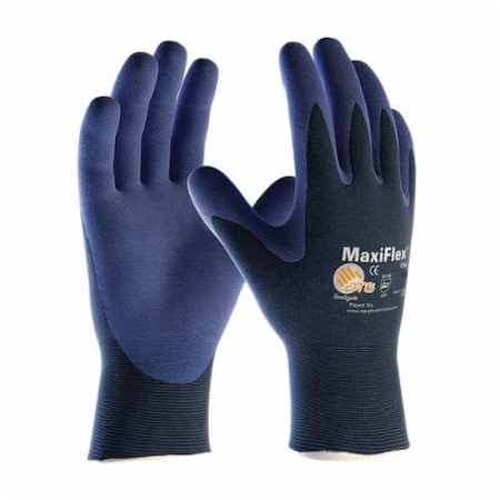 Pip Ultra Lightweight General Purpose Gloves, Coated, 2XL, Microfoam Nitrile Palm, Nylon, Blue 34-274/XXL