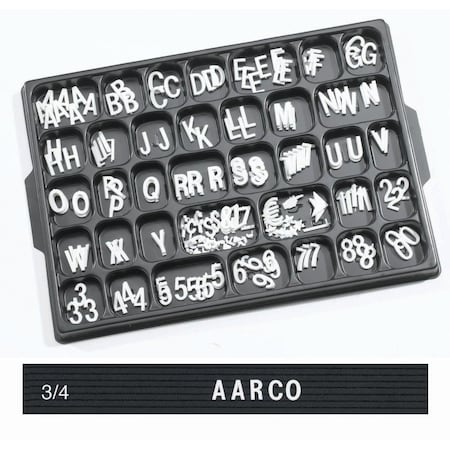 Aarco Universal Single Tab Changeable Letters, 3/4'' Helvetica Style Typeface, 330 Characters per Set HFD.75