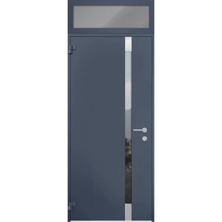 Vdomdoors Front Exterior Prehung Steel Door, Cynex 6777 Grey, W36" x H80+16", Left-hand Outswing CYNEX6777EXD-GRE-W36 x H80+16-Left-hand Outswing