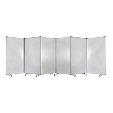 Homeroots 71" Clear Iron Folding Six Panel Screen Room Divider 370388